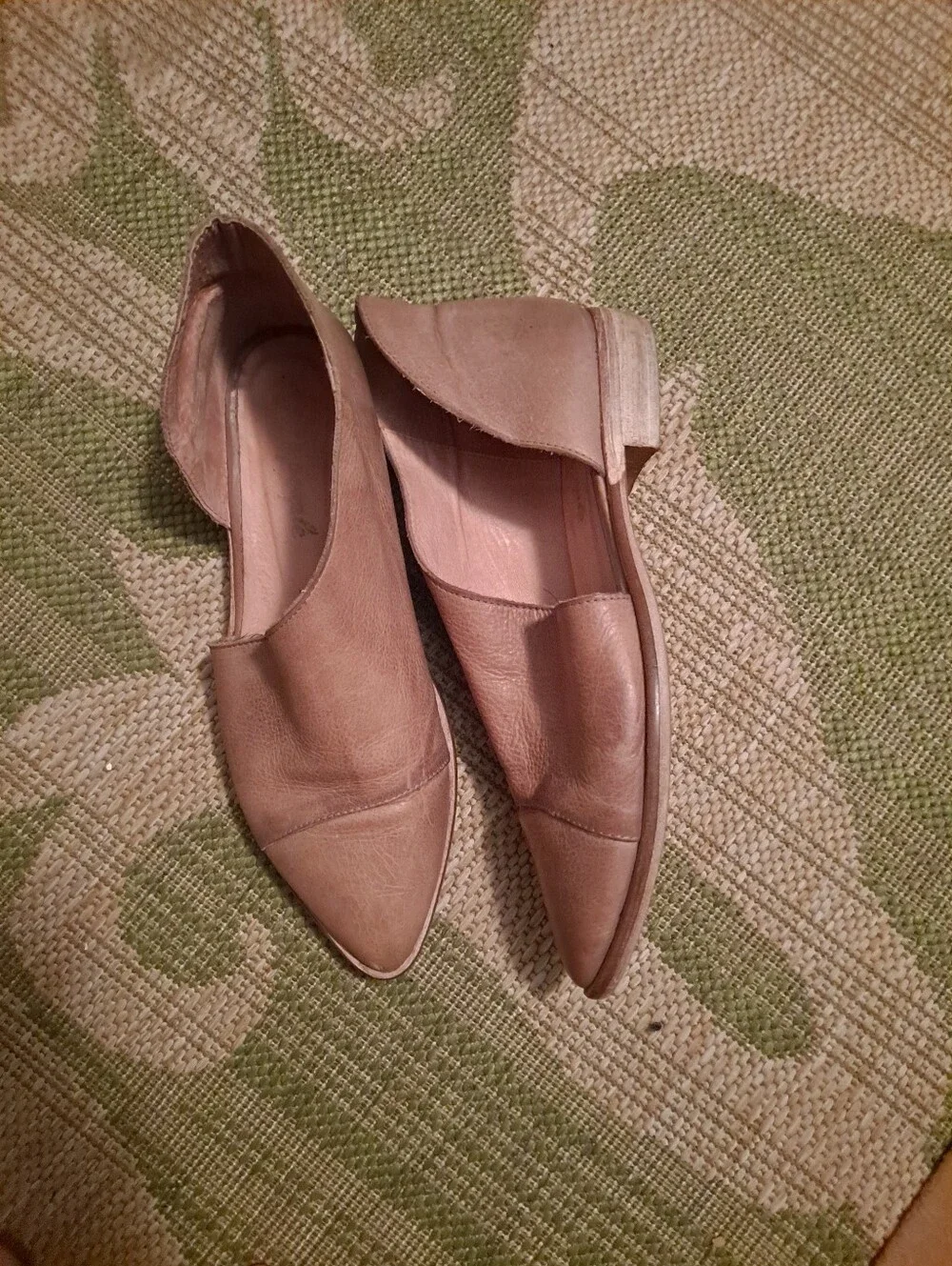 Free People  Leather Slip-On Loafers in Tan